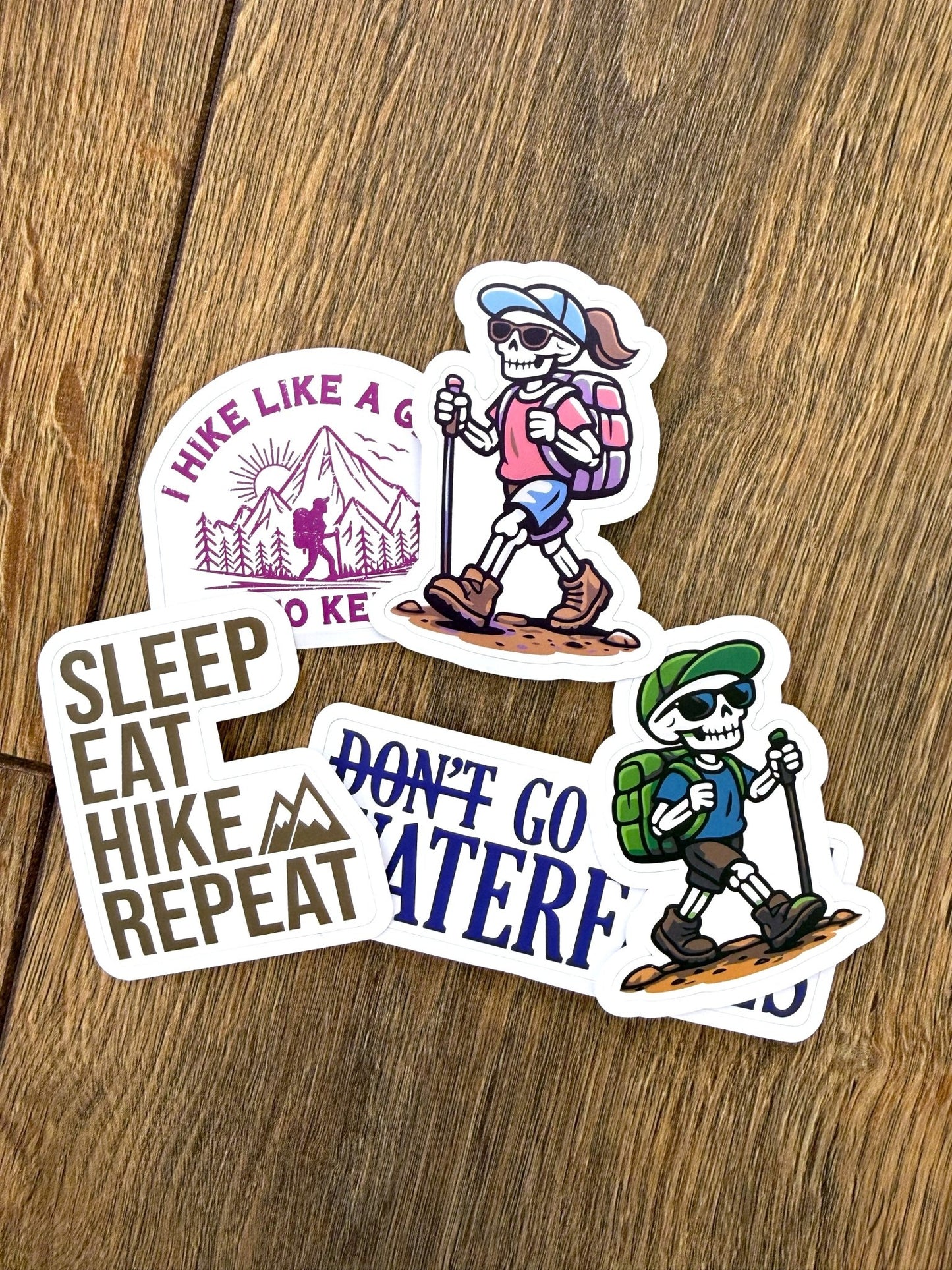 Hiking Skeleton Girl Sticker - Waterfallower - Sticker
