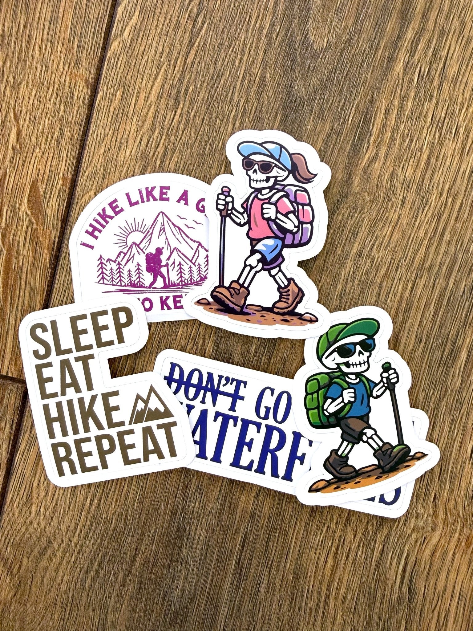 Hiking Skeleton Girl Sticker - Waterfallower - Sticker