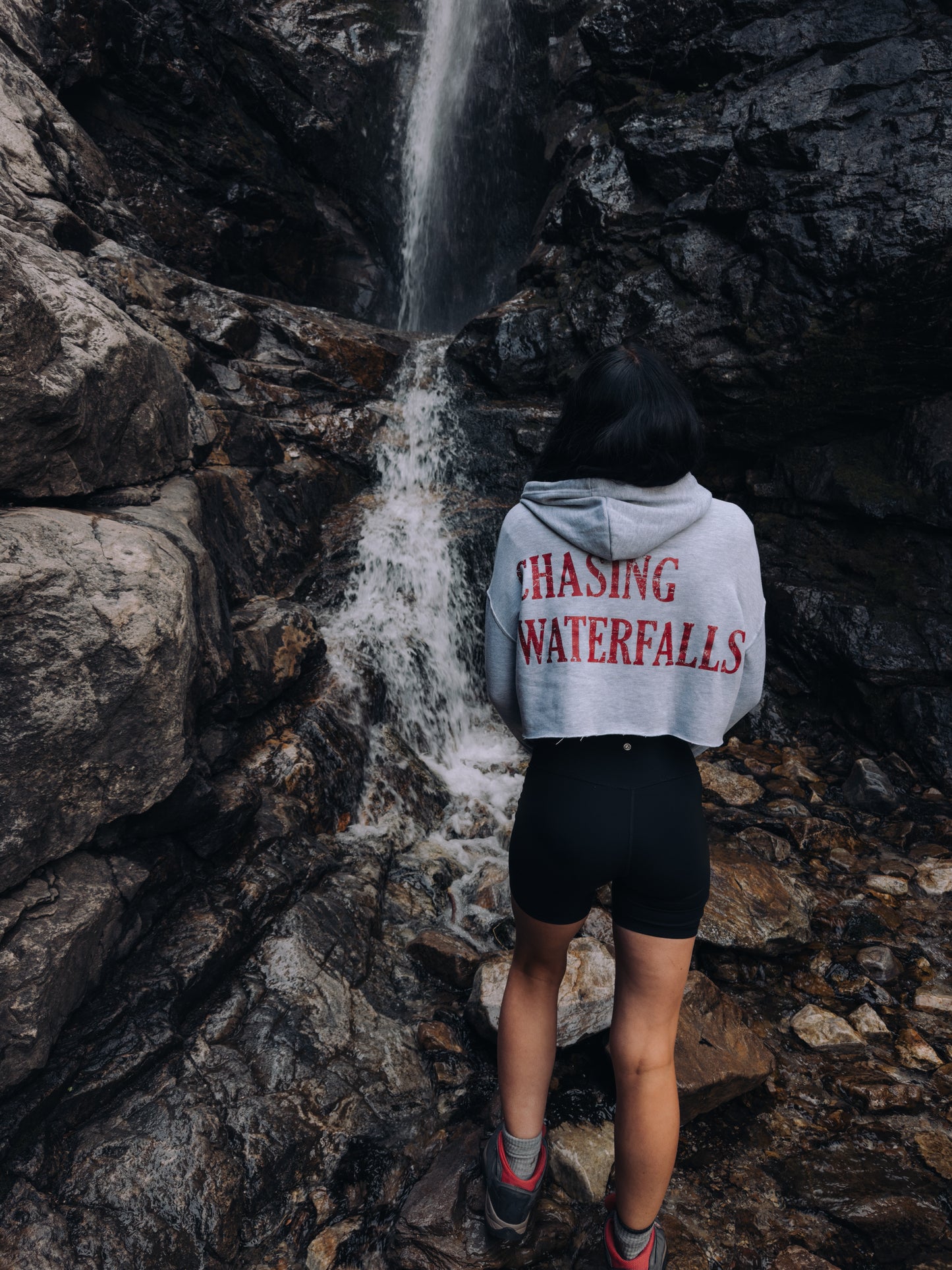 Gray Cropped "Chasing Waterfalls" Sweatshirt
