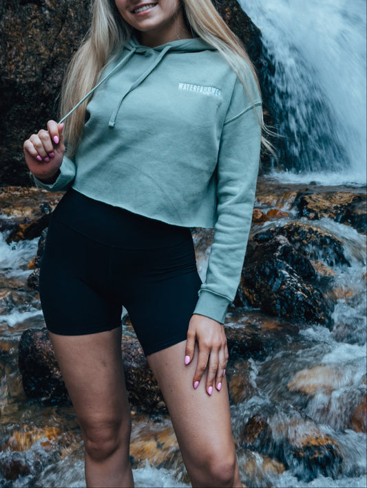 Embroidered Waterfallower Cropped Hoodie