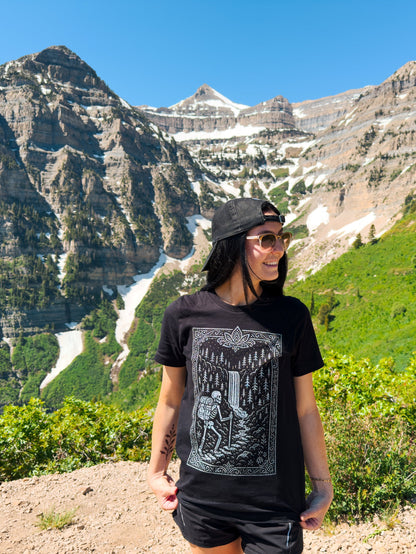 Black Hiking Skeleton Tee