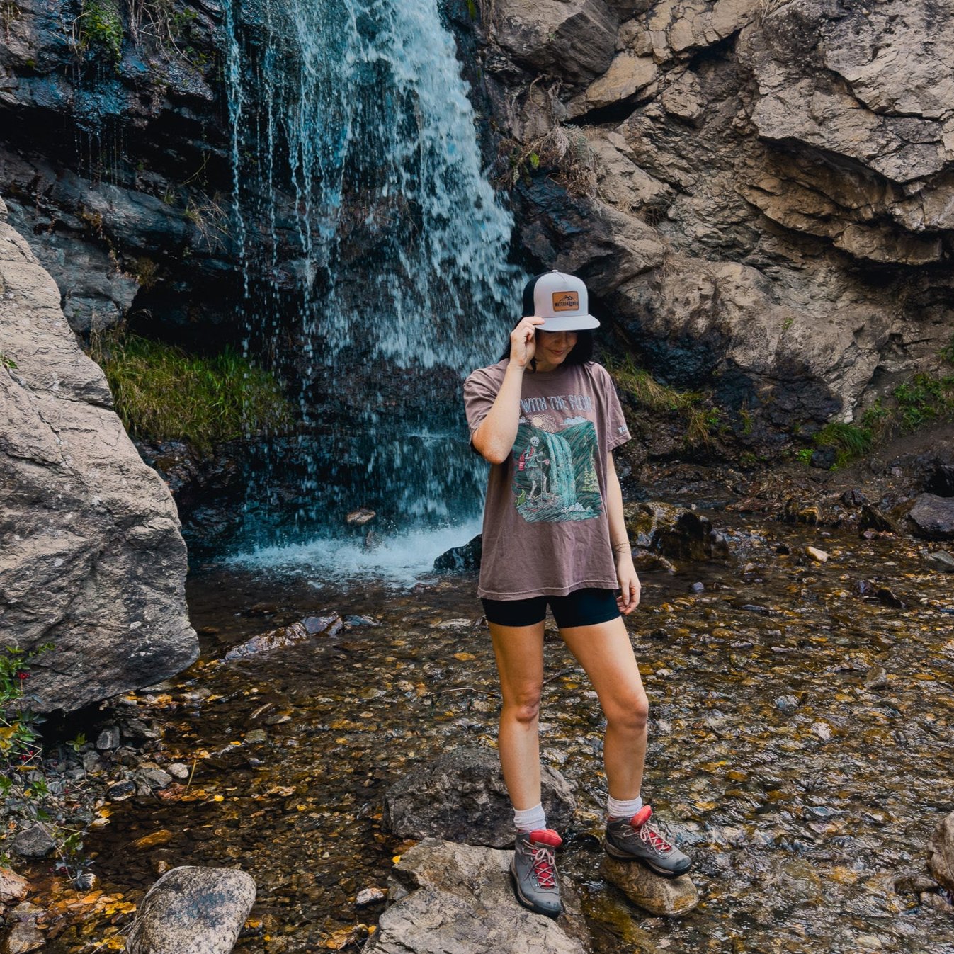 Flat-brimmed Trucker Hat with Waterfallower Patch