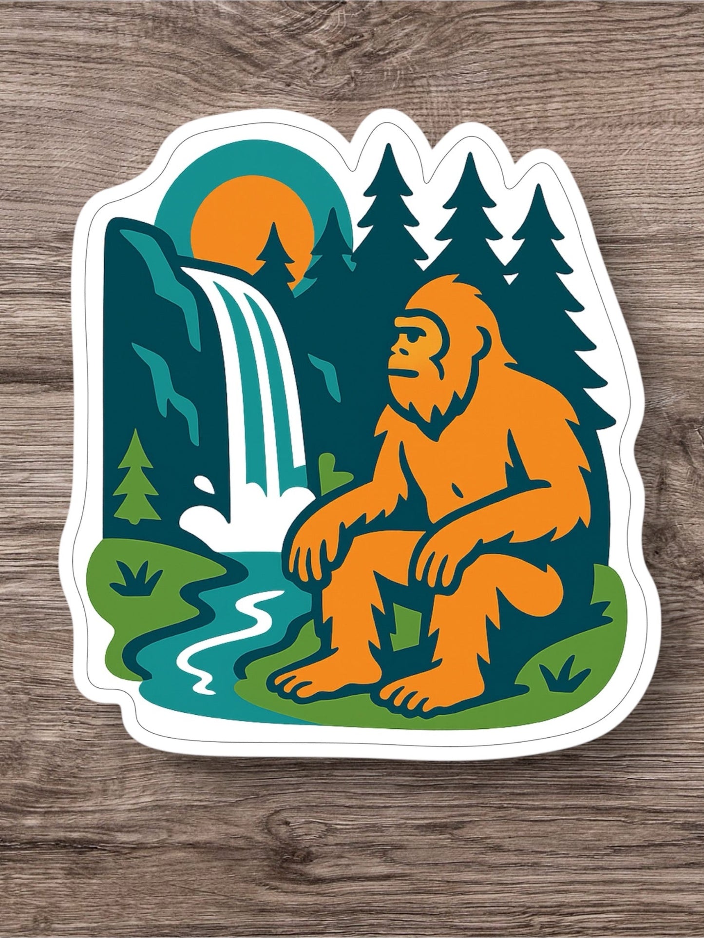 Bigfoot at a Waterfall Sticker