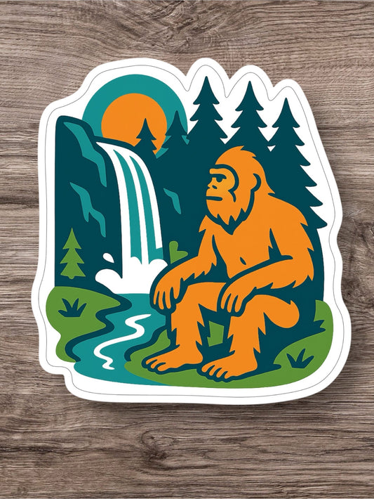 Bigfoot at a Waterfall Sticker