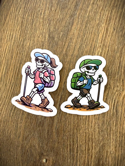 Hiking Skeleton Girl Sticker - Waterfallower - Sticker