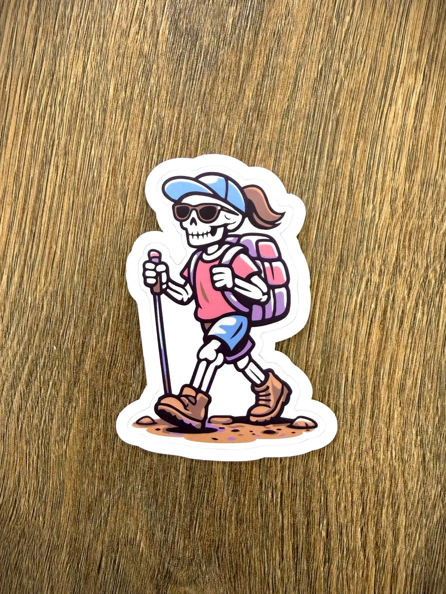 Hiking Skeleton Girl Sticker - Waterfallower - Sticker