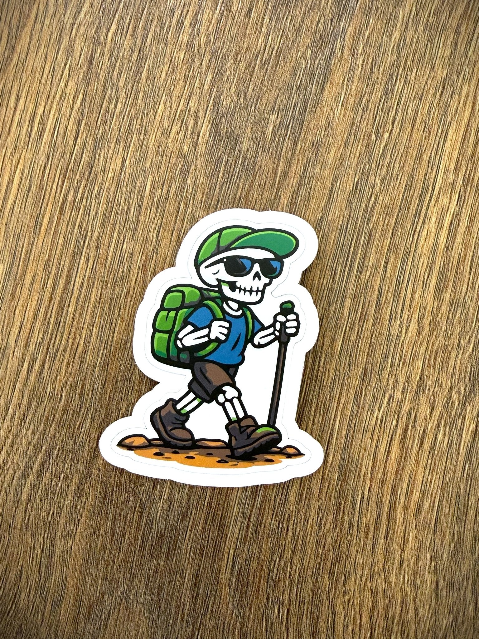 Hiking Skeleton Dude Sticker - Waterfallower - Sticker
