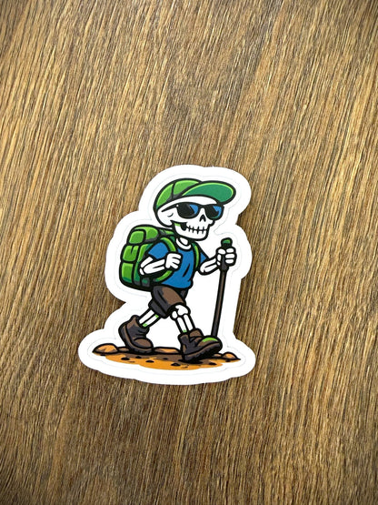 Hiking Skeleton Dude Sticker - Waterfallower - Sticker